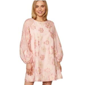 En Créme Floral Pink Mini Dress, size Large, Valentine’s Day dress